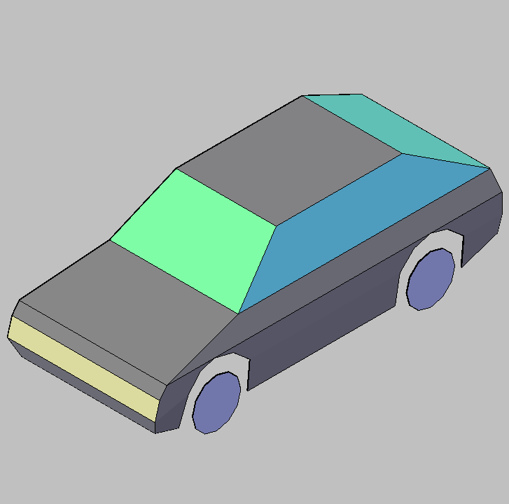Bloque Autocad Vista de Coche Diseño 01 Bibliot. 2D-3D en 3D simple